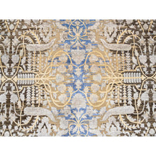 Load image into Gallery viewer, 11&#39;10&quot;x11&#39;10&quot; Gold Brown, Hand Knotted Transitional Sarouk, Silk With Textured Wool, Round Oriental Rug FWR386628