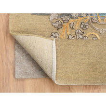 Load image into Gallery viewer, 12&#39;2&quot;x12&#39;2&quot; Gold Brown, Silk With Textured Wool Hand Knotted, Transitional Sarouk, Square Oriental Rug FWR386640