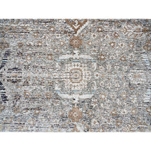 Load image into Gallery viewer, 14&#39;1&quot;x14&#39;1&quot; Gray, Hand Knotted, Transitional Persian Influence Erased Medallion Design Silk With Textured Wool, Square Oriental Rug FWR386652