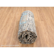 Load image into Gallery viewer, 14&#39;1&quot;x14&#39;1&quot; Gray, Hand Knotted, Transitional Persian Influence Erased Medallion Design Silk With Textured Wool, Square Oriental Rug FWR386652