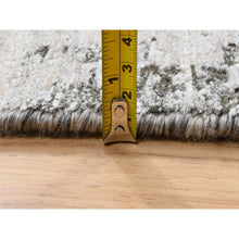 Load image into Gallery viewer, 14&#39;1&quot;x14&#39;1&quot; Gray, Hand Knotted, Transitional Persian Influence Erased Medallion Design Silk With Textured Wool, Square Oriental Rug FWR386652