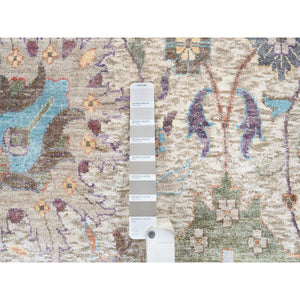14'1"x14'1" Colorful, Hand Knotted Tabriz Vase With Flower Design, Silk With Textured Wool, Round Oriental Rug FWR386658
