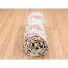 Load image into Gallery viewer, 14&#39;1&quot;x14&#39;1&quot; Colorful, Hand Knotted Tabriz Vase With Flower Design, Silk With Textured Wool, Round Oriental Rug FWR386658