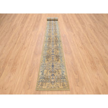 Load image into Gallery viewer, 2&#39;6&quot;x24&#39;1&quot; Gold Brown, Transitional Sarouk, Silk With Textured Wool Hand Knotted, Xl Runner Oriental Rug FWR386664