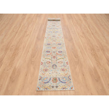 Load image into Gallery viewer, 2&#39;7&quot;x22&#39;2&quot; Tan, Hand Knotted Sickle Leaf Design Silk With Textured Wool, Xl Runner Oriental Rug FWR386670