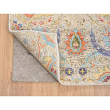 Load image into Gallery viewer, 2&#39;7&quot;x22&#39;2&quot; Tan, Hand Knotted Sickle Leaf Design Silk With Textured Wool, Xl Runner Oriental Rug FWR386670