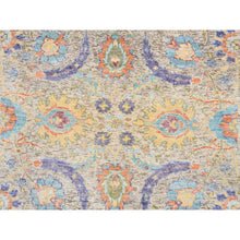 Load image into Gallery viewer, 2&#39;7&quot;x22&#39;2&quot; Tan, Hand Knotted Sickle Leaf Design Silk With Textured Wool, XL Runner Oriental Rug FWR386670