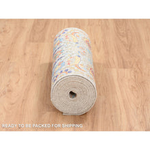 Load image into Gallery viewer, 2&#39;7&quot;x22&#39;2&quot; Tan, Hand Knotted Sickle Leaf Design Silk With Textured Wool, Xl Runner Oriental Rug FWR386670