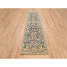 Load image into Gallery viewer, 2&#39;6&quot;x12&#39;1&quot; Gold Brown, Transitional Sarouk, Silk With Textured Wool Hand Knotted, Runner Oriental Rug FWR386682