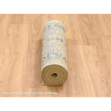Load image into Gallery viewer, 2&#39;6&quot;x12&#39;1&quot; Gold Brown, Transitional Sarouk, Silk With Textured Wool Hand Knotted, Runner Oriental Rug FWR386682