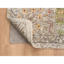 Load image into Gallery viewer, 14&#39;1&quot;x14&#39;1&quot; Beige, Silk With Textured Wool Hand Knotted, Directional Vase Design, Square Oriental Rug FWR386694
