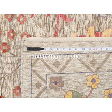 Load image into Gallery viewer, 14&#39;1&quot;x14&#39;1&quot; Beige, Silk With Textured Wool Hand Knotted, Directional Vase Design, Square Oriental Rug FWR386694