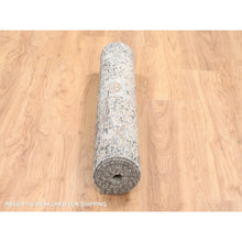 Load image into Gallery viewer, 4&#39;x10&#39; Gray, Transitional Persian Influence Erased Medallion Design, Silk With Textured Wool Hand Knotted, Wide Runner Oriental Rug FWR386706