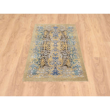 Load image into Gallery viewer, 3&#39;2&quot;x5&#39; Gold Brown, Transitional Sarouk, Silk With Textured Wool Hand Knotted, Oriental Rug FWR386754
