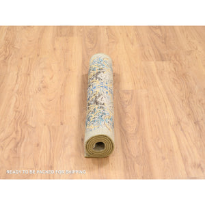 3'2"x5' Gold Brown, Transitional Sarouk, Silk With Textured Wool Hand Knotted, Oriental Rug FWR386754
