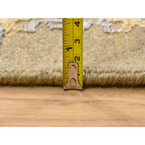 3'2"x5' Gold Brown, Transitional Sarouk, Silk With Textured Wool Hand Knotted, Oriental Rug FWR386754