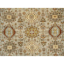 Load image into Gallery viewer, 10&#39;x10&#39; Light Gray Karajeh Design With Tribal Medallions, Pure Wool Hand Knotted, Round Oriental Rug FWR386910