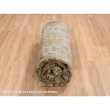 Load image into Gallery viewer, 10&#39;x10&#39; Light Gray Karajeh Design With Tribal Medallions, Pure Wool Hand Knotted, Round Oriental Rug FWR386910