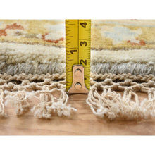 Load image into Gallery viewer, 10&#39;x10&#39; Light Gray Karajeh Design With Tribal Medallions, Pure Wool Hand Knotted, Round Oriental Rug FWR386910
