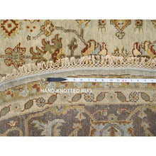 Load image into Gallery viewer, 10&#39;x10&#39; Light Gray Karajeh Design With Tribal Medallions, Pure Wool Hand Knotted, Round Oriental Rug FWR386910
