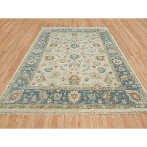 8'1"x10' Light Cream, Oushak With All Over Floral Design Supple Collection, Thick And Plush Pure Wool Hand Knotted, Oriental Rug FWR387084