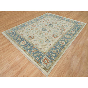 8'1"x10' Light Cream, Oushak With All Over Floral Design Supple Collection, Thick And Plush Pure Wool Hand Knotted, Oriental Rug FWR387084