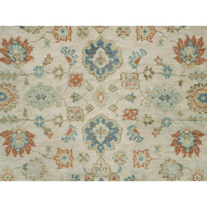 8'1"x10' Light Cream, Oushak With All Over Floral Design Supple Collection, Thick And Plush Pure Wool Hand Knotted, Oriental Rug FWR387084