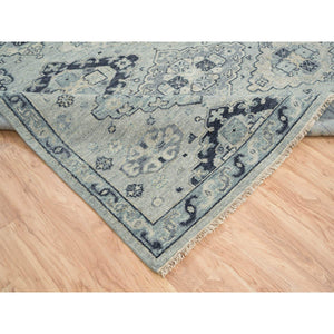 8'10"x11'10" Silver Gray, Pure Wool Hand Knotted, Anatolian Design Supple Collection Thick And Plush, Oriental Rug FWR387120