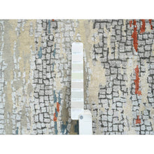 Load image into Gallery viewer, 2&#39;6&quot;x17&#39;8&quot; Cream-rust, Hand Knotted Abstract With Fire Mosaic Design, Wool And Silk, Xl Runner Persian Knot Oriental Rug FWR387234