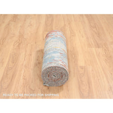 Load image into Gallery viewer, 2&#39;6&quot;x17&#39;8&quot; Cream-rust, Hand Knotted Abstract With Fire Mosaic Design, Wool And Silk, Xl Runner Persian Knot Oriental Rug FWR387234