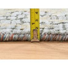 Load image into Gallery viewer, 2&#39;6&quot;x17&#39;8&quot; Cream-rust, Hand Knotted Abstract With Fire Mosaic Design, Wool And Silk, Xl Runner Persian Knot Oriental Rug FWR387234