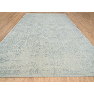 12'x17'10" Gray With Touches Of Blue, Jacquard Hand Loomed, Tabriz Design Wool And Plant Based Silk, Oversized Oriental Rug FWR387270