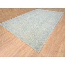 Load image into Gallery viewer, 12&#39;x17&#39;10&quot; Gray With Touches Of Blue, Jacquard Hand Loomed, Tabriz Design Wool And Plant Based Silk, Oversized Oriental Rug FWR387270