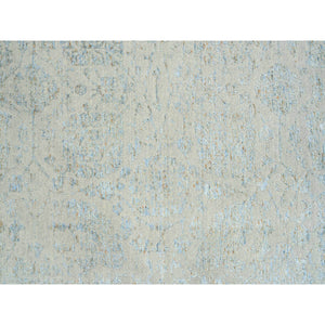 12'x17'10" Gray With Touches Of Blue, Jacquard Hand Loomed, Tabriz Design Wool And Plant Based Silk, Oversized Oriental Rug FWR387270