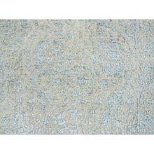 Load image into Gallery viewer, 2&#39;7&quot;x12&#39; Gray With Touches Of Blue, Tabriz Design, Wool And Plant Based Silk Jacquard Hand Loomed, Runner Oriental Rug FWR387312