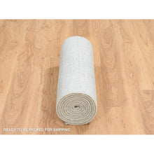 Load image into Gallery viewer, 2&#39;7&quot;x12&#39; Gray With Touches Of Blue, Tabriz Design, Wool And Plant Based Silk Jacquard Hand Loomed, Runner Oriental Rug FWR387312