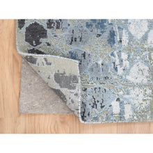 Load image into Gallery viewer, 2&#39;6&quot;x8&#39; Gray And Blue, The Honeycomb Award Winning Design, Wool And Silk Hand Knotted, Runner Oriental Rug FWR387324
