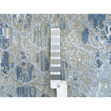 Load image into Gallery viewer, 2&#39;6&quot;x8&#39; Gray And Blue, The Honeycomb Award Winning Design, Wool And Silk Hand Knotted, Runner Oriental Rug FWR387324
