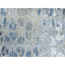 Load image into Gallery viewer, 2&#39;6&quot;x8&#39; Gray And Blue, The Honeycomb Award Winning Design, Wool And Silk Hand Knotted, Runner Oriental Rug FWR387324