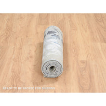Load image into Gallery viewer, 2&#39;6&quot;x8&#39; Gray And Blue, The Honeycomb Award Winning Design, Wool And Silk Hand Knotted, Runner Oriental Rug FWR387324
