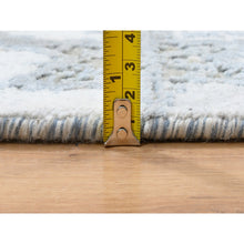 Load image into Gallery viewer, 2&#39;6&quot;x8&#39; Gray And Blue, The Honeycomb Award Winning Design, Wool And Silk Hand Knotted, Runner Oriental Rug FWR387324