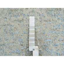 Load image into Gallery viewer, 2&#39;8&quot;x10&#39; Gray With Touches Of Blue, Tabriz Design, Wool And Plant Based Silk Jacquard Hand Loomed, Runner Oriental Rug FWR387336