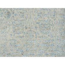 Load image into Gallery viewer, 2&#39;8&quot;x10&#39; Gray With Touches Of Blue, Tabriz Design, Wool And Plant Based Silk Jacquard Hand Loomed, Runner Oriental Rug FWR387336