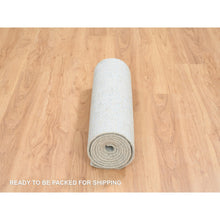 Load image into Gallery viewer, 2&#39;8&quot;x10&#39; Gray With Touches Of Blue, Tabriz Design, Wool And Plant Based Silk Jacquard Hand Loomed, Runner Oriental Rug FWR387336