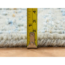 Load image into Gallery viewer, 2&#39;8&quot;x10&#39; Gray With Touches Of Blue, Tabriz Design, Wool And Plant Based Silk Jacquard Hand Loomed, Runner Oriental Rug FWR387336