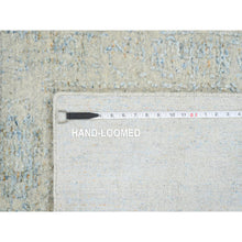 Load image into Gallery viewer, 2&#39;8&quot;x10&#39; Gray With Touches Of Blue, Tabriz Design, Wool And Plant Based Silk Jacquard Hand Loomed, Runner Oriental Rug FWR387336