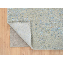 Load image into Gallery viewer, 2&#39;6&quot;x8&#39; Gray With Touches Of Blue, Jacquard Hand Loomed, Tabriz Design Wool And Plant Based Silk, Runner Oriental Rug FWR387348