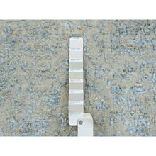 Load image into Gallery viewer, 2&#39;6&quot;x8&#39; Gray With Touches Of Blue, Jacquard Hand Loomed, Tabriz Design Wool And Plant Based Silk, Runner Oriental Rug FWR387348