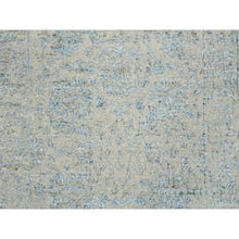 Load image into Gallery viewer, 2&#39;6&quot;x8&#39; Gray With Touches Of Blue, Jacquard Hand Loomed, Tabriz Design Wool And Plant Based Silk, Runner Oriental Rug FWR387348