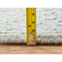 Load image into Gallery viewer, 2&#39;6&quot;x8&#39; Gray With Touches Of Blue, Jacquard Hand Loomed, Tabriz Design Wool And Plant Based Silk, Runner Oriental Rug FWR387348